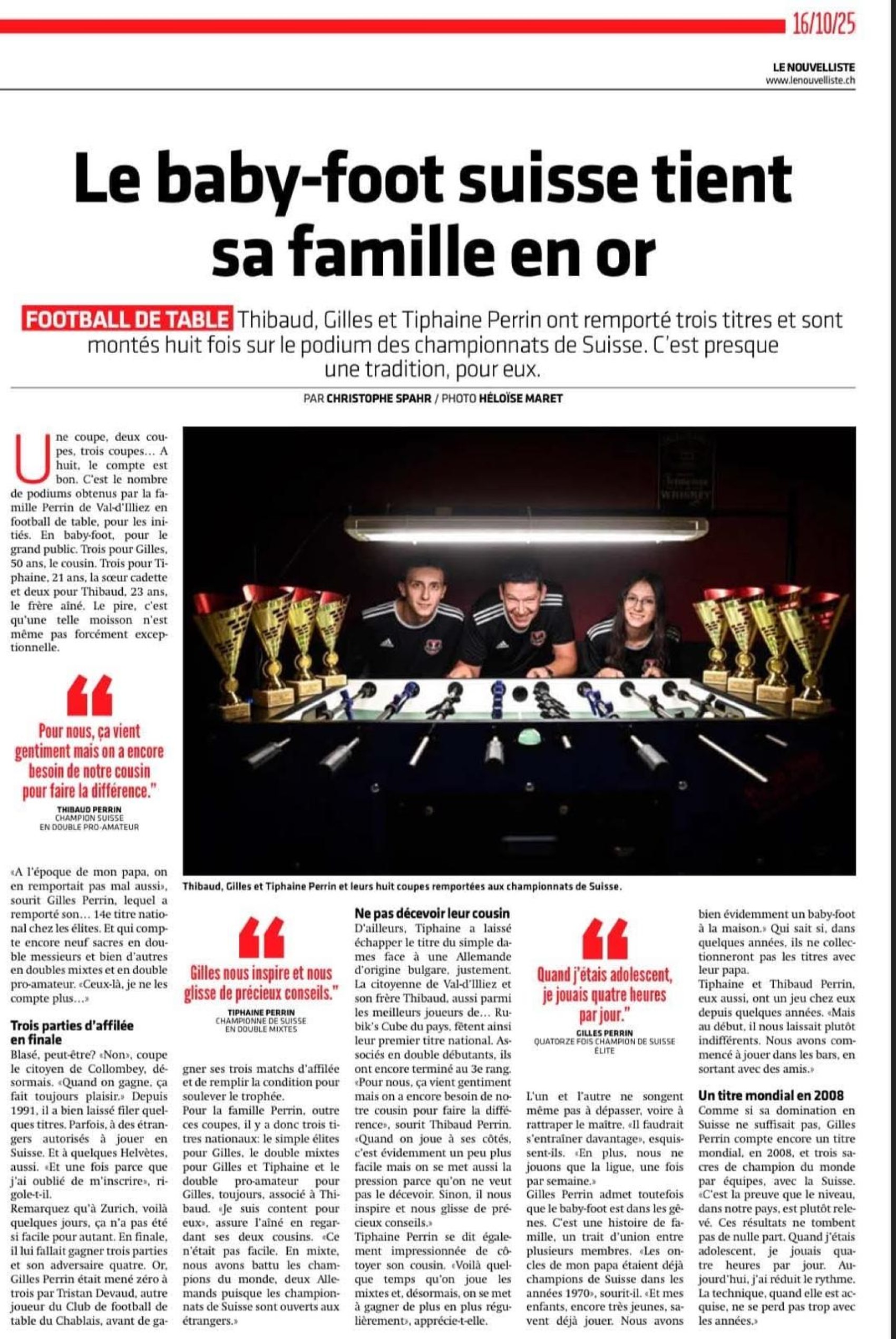 Article dans le Nouvelliste